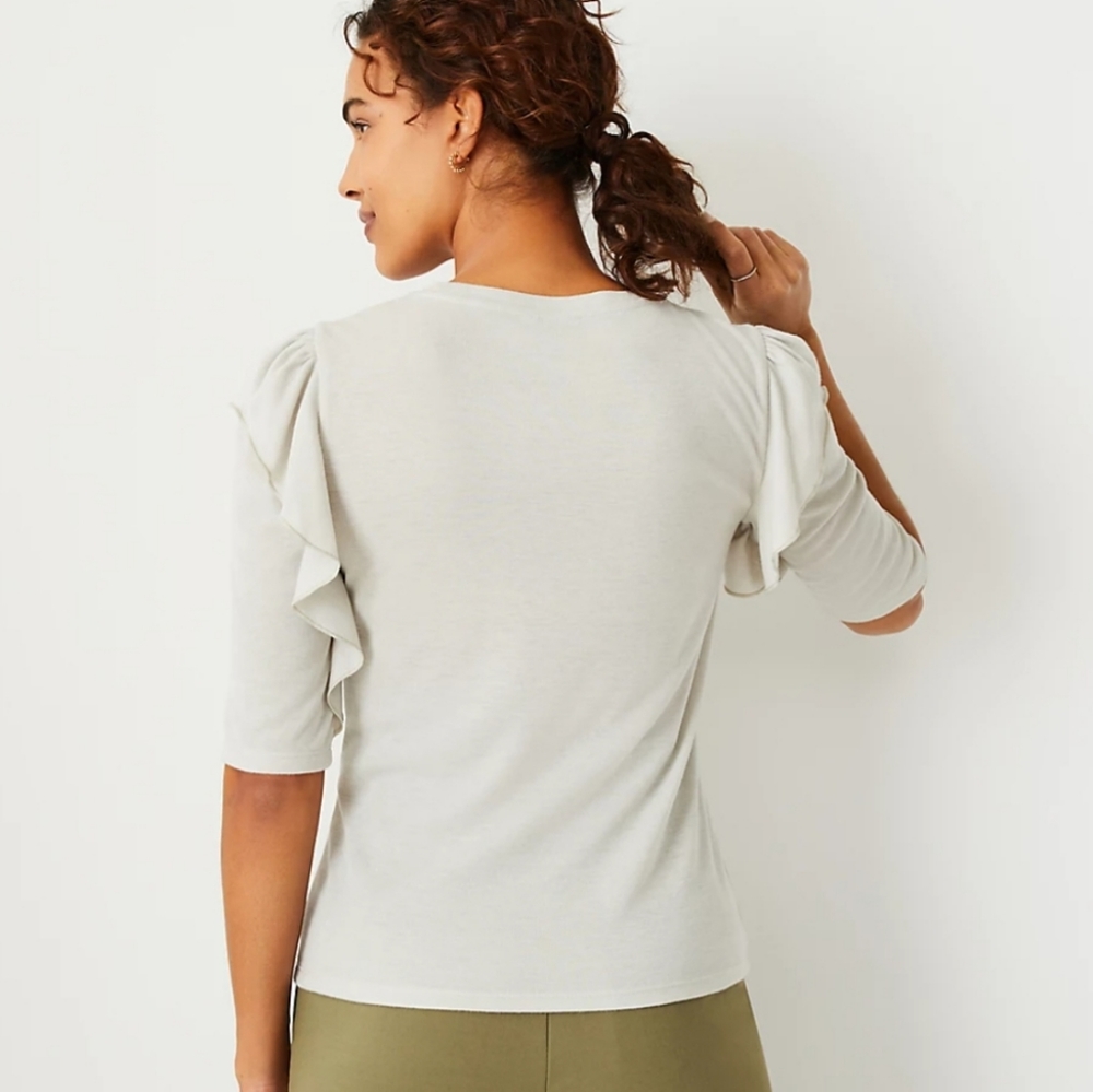 ANN TAYLOR RUFFLE Sleeve Top - Picture 2 of 9